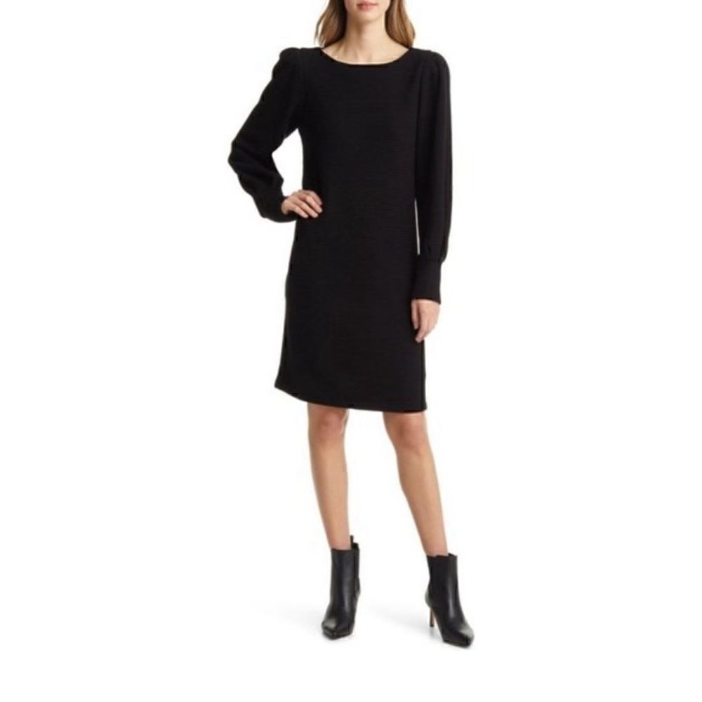 Julia Jordan Puff Sleeve Sweater Dress‎ In Black